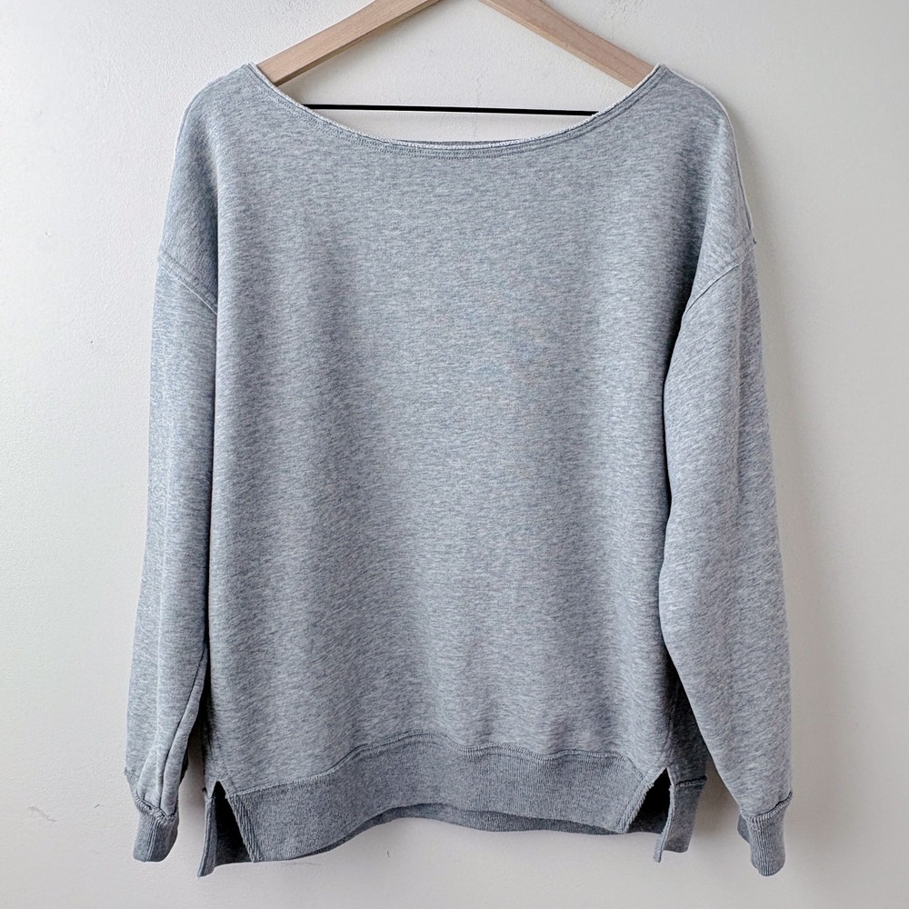 Hollister Womens S Gray Off Shoulder Sweatshirt Oversized Cozy Minimalist